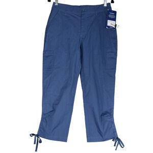 NEW Marika Blue Skylar Capri Pants Womens Small Hike Active Pockets Tie Cuffs
